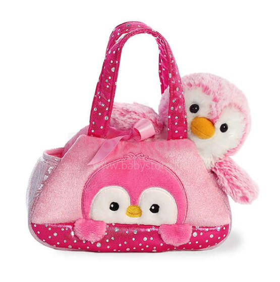 AURORA Fancy Pals plush toy pink penguin in a bag, 20 cm