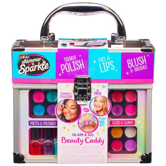 CRA-Z-ART Shimmer ‘n Sparkle dekoratīvās kosmētikas komplekts Glam and go beauty caddy koferītī