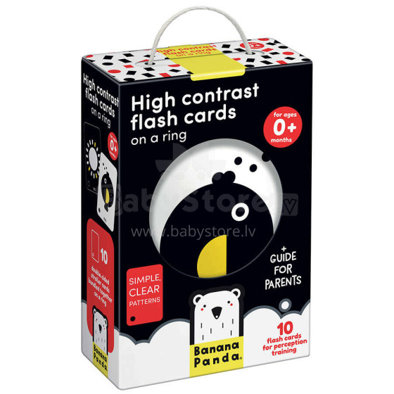 Banana Panda High Contrast Flash Cards on a Ring Art.03969 двусторонние контрастные карточки (10шт.)