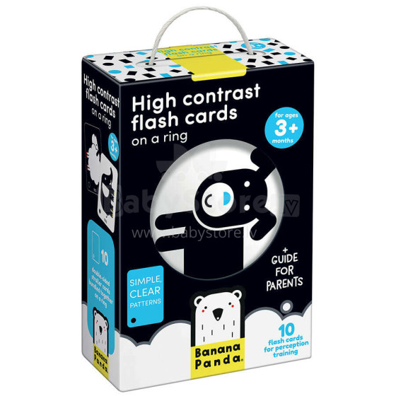 Banana Panda High Contrast Flash Cards on a Ring Art.03970 Liela kontrasta zibatmiņas kartes uz gredzena (10gab.)