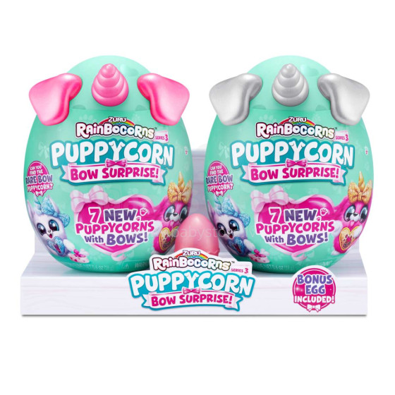 RAINBOCORNS plīša rotaļlietu komplekts "Sparkle Heart Surprise Combo", 6 sērija, "Puppycorn Surprise Bow", 2 gab., 9275