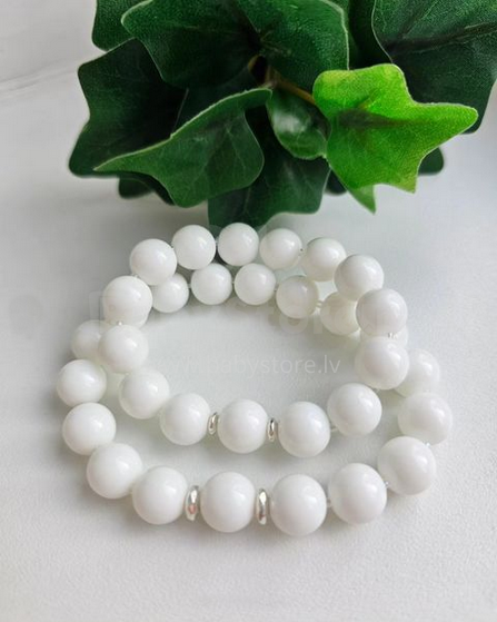 La bebe™ Jewelry Handmade Natural Stone Bracelet  Ahāts Balts XS size
