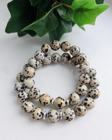 La bebe™ Jewelry Handmade Natural Stone Bracelet Jašma Dolmatian
