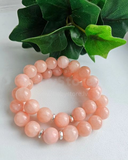 La bebe™ Jewelry Handmade Natural Stone Bracelet Žadeīts Peach Браслет с натуральными камнями размер XS