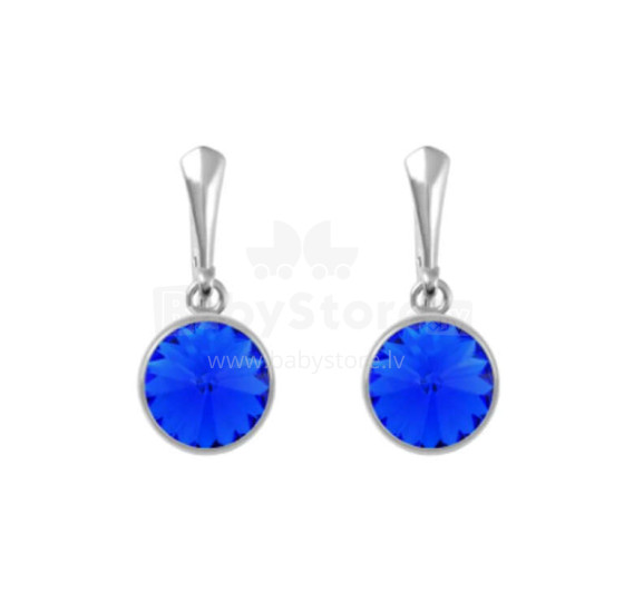 La bebe™ Jewelry Natural Stone Earrings Dark Blue Auskari sudraba 925 ar 10 mm kristālu
