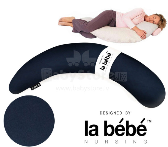 La Bebe™ Pregnancy Pillow Cover Art.157205 Black spalvos satino užvalkalas pasagai 36 * 185 cm