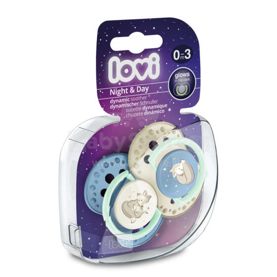 LOVI Silikona dinamiskais knupis, 0-3m, 2 gab., Night&Day, Boy, 22/913boy