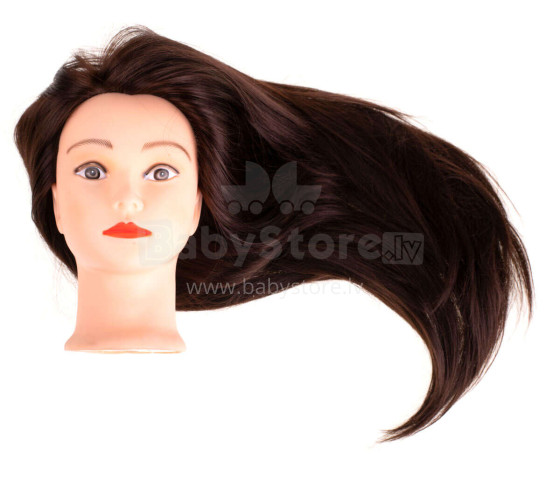 Ikonka Art.KX6961 Hairdresser's training head natural hair brown