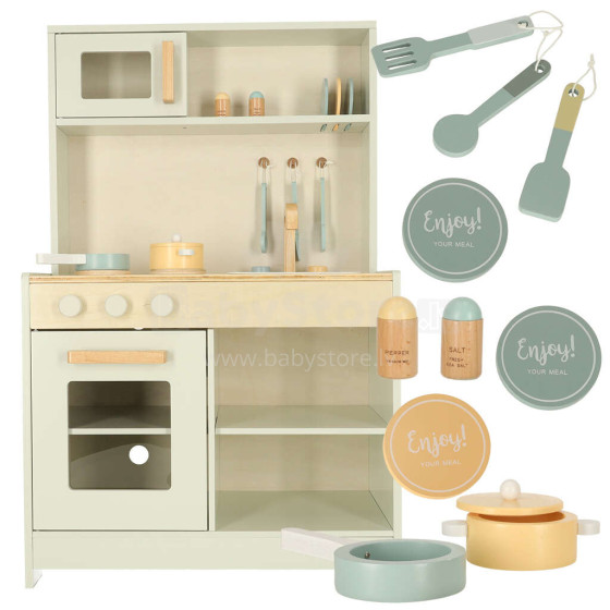 Ikonka Art.KX4624 MDF medinė virtuvė su priedais kreminės spalvos