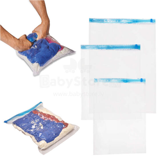 Ikonka Art.KX4588 Vacuum roll bags for clothes 9 pieces 3 sizes 35x50cm, 40x50cm, 50x70cm