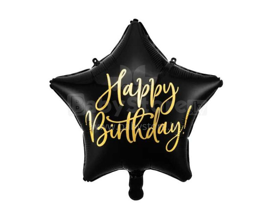 Ikonka Art.KX4551_1 Happy Birthday star foil balloon 40cm black