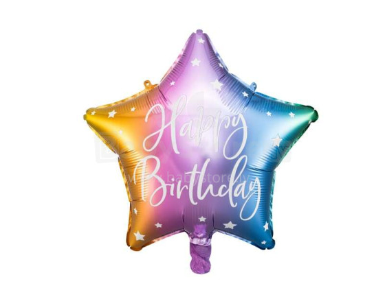 Ikonka Art.KX4551_2 Laimīgu dzimšanas dienu zvaigzne folijas balons 40cm krāsains