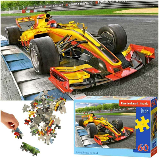Ikonka Art.KX4372 CASTORLAND Puzzle 60 pieces Racing Bolide on Track - Racing Car 5+