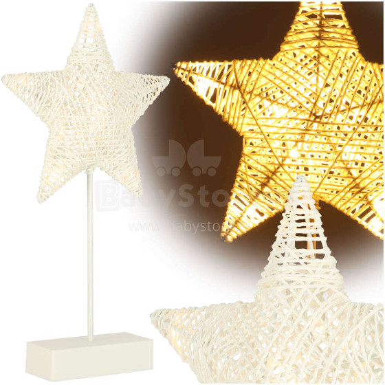 Ikonka Art.KX4353 Christmas decoration standing star 39cm 10LED warm yellow battery powered