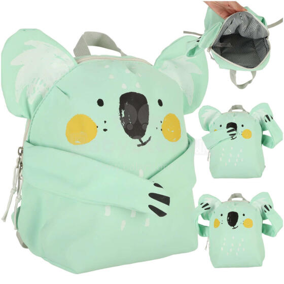 Ikonka Art.KX4312 Vaikų darželio koala mokyklinė kuprinė žalia