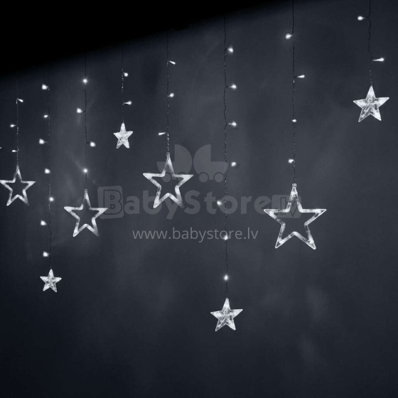 Ikonka Art.KX4280_1 LED zvaigžņu aizkaru apgaismojums 2,5 m 138LED auksti balta