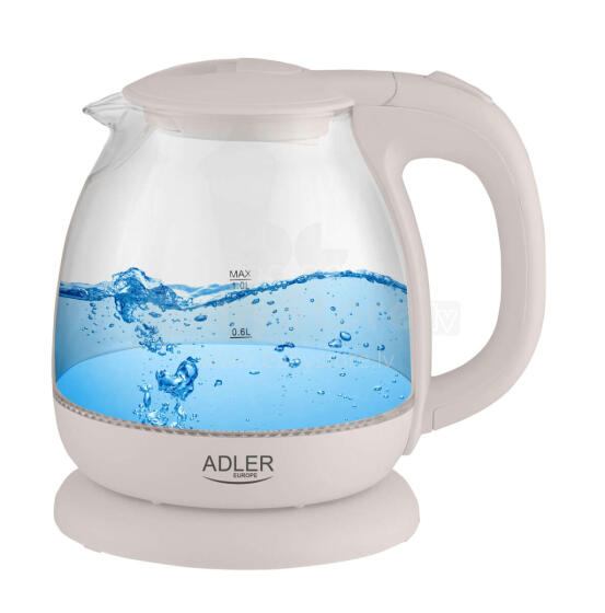 Ikonka Art.KX4079 "Adler AD 1283C" skaidraus LED stiklo elektrinis virdulys 1,0 l 1100 W