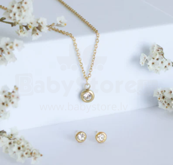 La bebe™ Jewelry Set White Nerūsējišā tērauda komplekts auskari un kaklarota
