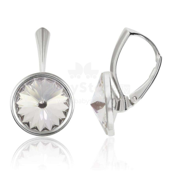 La bebe™ Jewelry Natural Stone Earrings Crystal Auskari sudraba 925 ar 8 mm kristālu