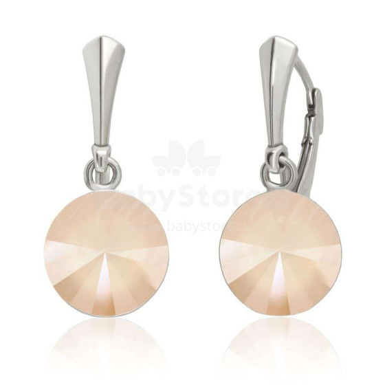 La bebe™ Jewelry Natural Stone Earrings Peach Серьги из серебра 925 пробы с 10 мм кристаллом