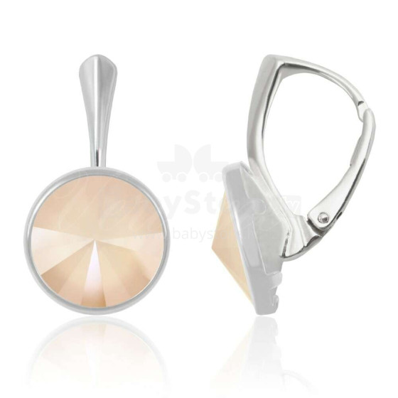 La bebe™ Jewelry Natural Stone Earrings Peach Auskari sudraba 925 ar 8 mm kristālu