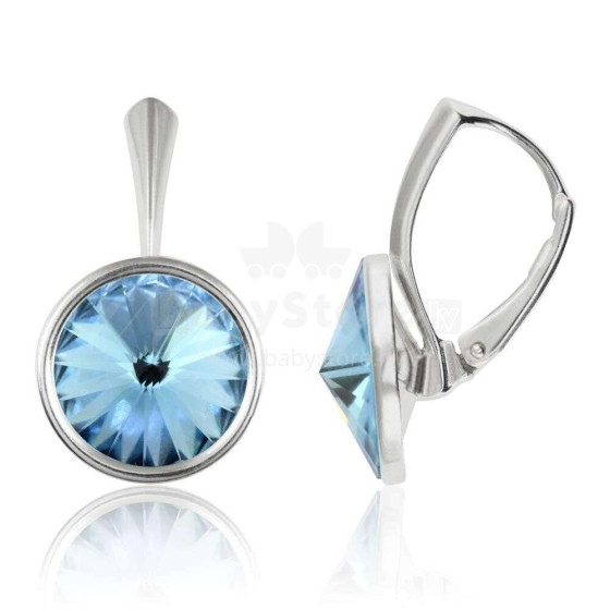 La bebe™ Jewelry Natural Stone Light Saphire Earrings Auskari sudraba 925 ar 8 mm kristālu