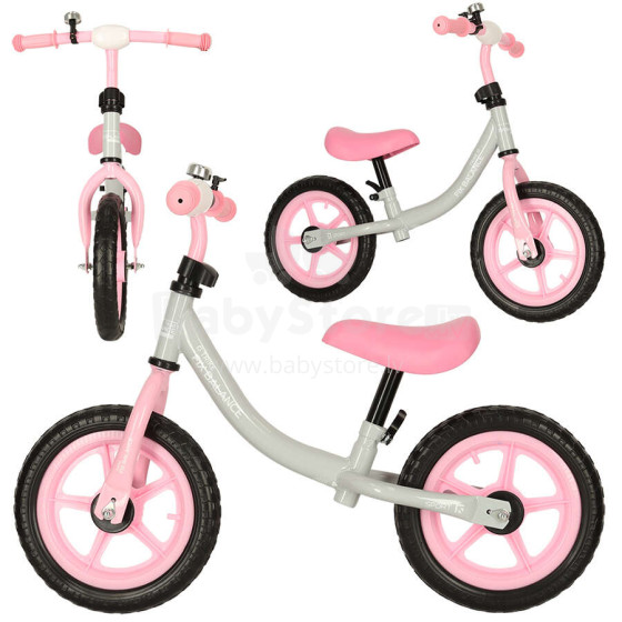 Ikonka Art.KX4544_2 Trike Fix Balance distanču velosipēds baltā un rozā krāsā