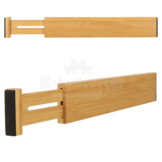 Ikonka Art.KX4600 Stalčių organizatorius reguliuojamas bambuko separatorius 43x6x1,5cm 1 vnt.