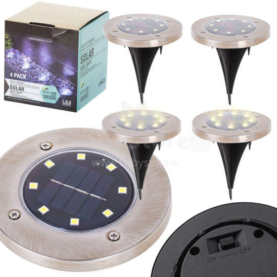 Ikonka Art.KX4964 Saulės žemės sodo viršutiniai žibintai 8LED 4 vnt. šiltos baltos spalvos