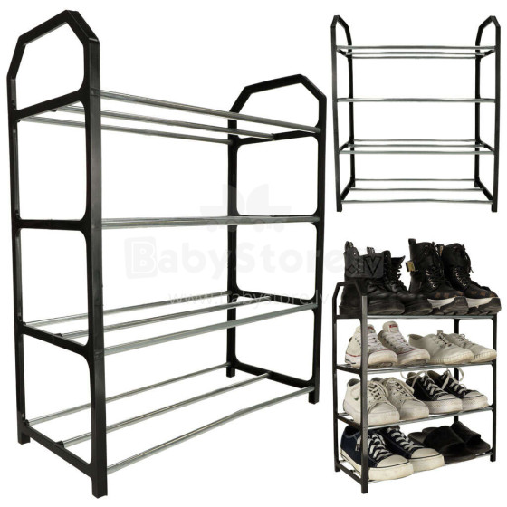 Ikonka Art.KX4342 Shoe rack shelf rack 4 tier black