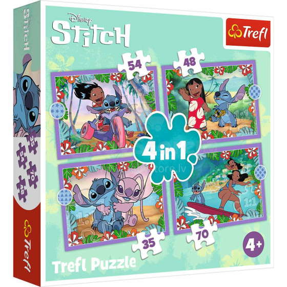 TREFL STITCH 4 dėlionių rinkinys „Lilo&Stitch“