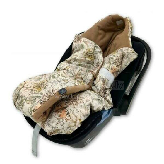 Makaszka Car Seat Blanket Art.159726 Garden Augstākās kvalitātes viegla divpusēja sedziņa-konverts ar kapuci (100x110 cm)