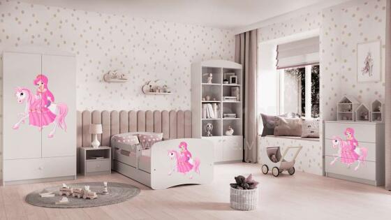 Bed babydreams white princess on horse without drawer without mattress 160/80