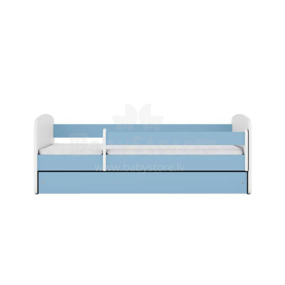 Bed babydreams blue without pattern with drawer with non-flammable mattress 140/70