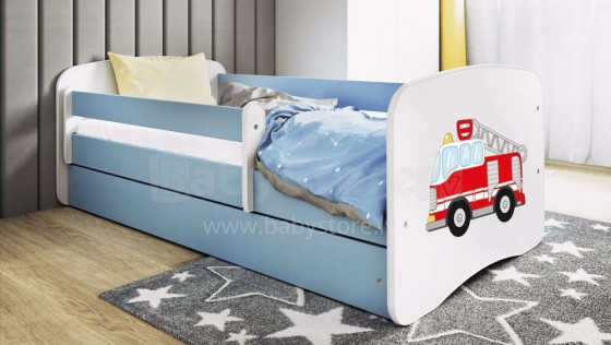 Bed babydreams blue fire brigade with drawer with non-flammable mattress 180/80