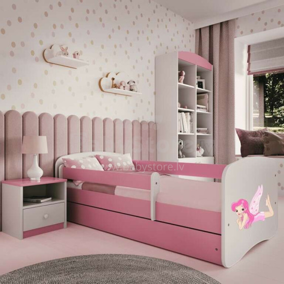 Bed babydreams pink fairy with wings with drawer with non-flammable mattress 140/70
