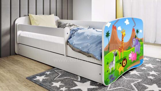 Bed babydreams white safari with drawer with non-flammable mattress 140/70