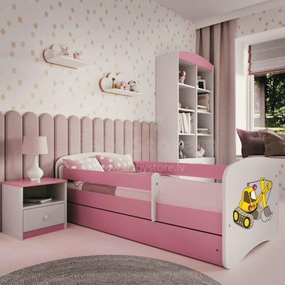 Bed babydreams pink digger with drawer with non-flammable mattress 140/70
