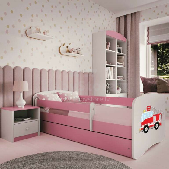 Bed babydreams pink fire brigade with drawer with non-flammable mattress 140/70