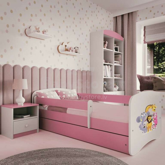 Bed babydreams pink zoo with drawer with non-flammable mattress 180/80