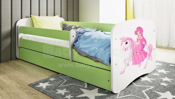 Babydreams green princess on a horse bed with a drawer latex mattress 180/80