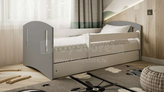 Bed classic 2 mix grey with drawer with non-flammable mattress 160/80