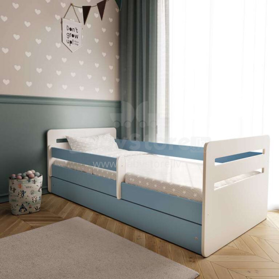 Bed tomi blue with drawer with non-flammable mattress 160/80