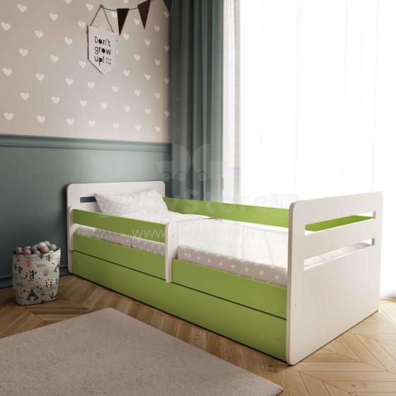 Bed tomi green with drawer with non-flammable mattress 180/80