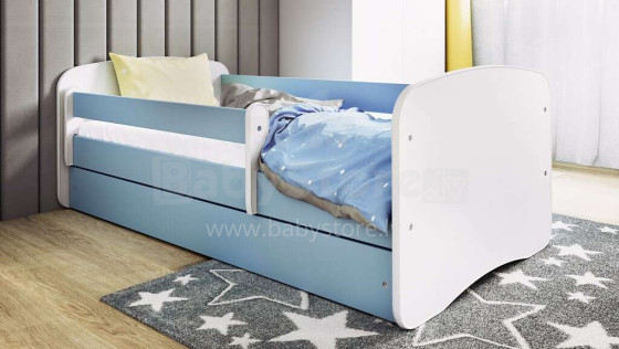 Babydreams blue bed without a pattern, without a drawer, coconut mattress 180/80
