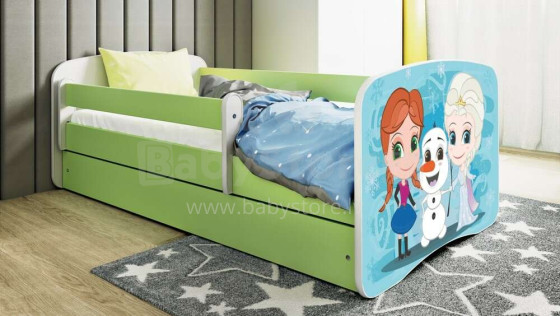 Bed babydreams green frozen land with drawer without mattress 140/70