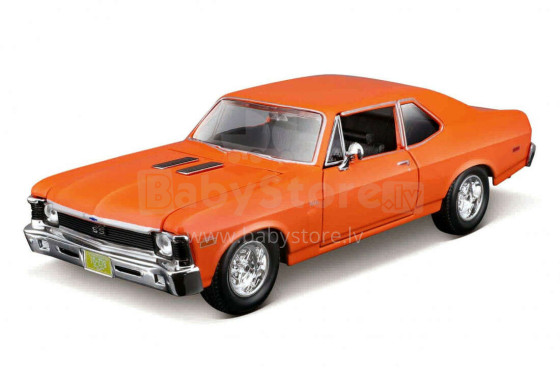 MAISTO DIE CAST 1:24 auto montāžas līnija  1970 Chevrolet Nova SS - Orange, sortiments, 39262