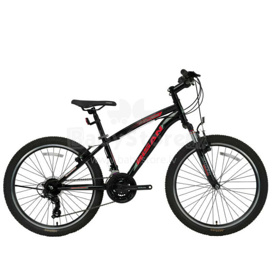 Pusaudžu velosipēds Bisan 24 MTS4600 VB (PR10010448) melns/sarkans (Rata izmērs: 24)