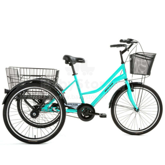 Городской трехколесный велосипед Bisan 24 PORTER (PR10010500) светло-зеленый/черный