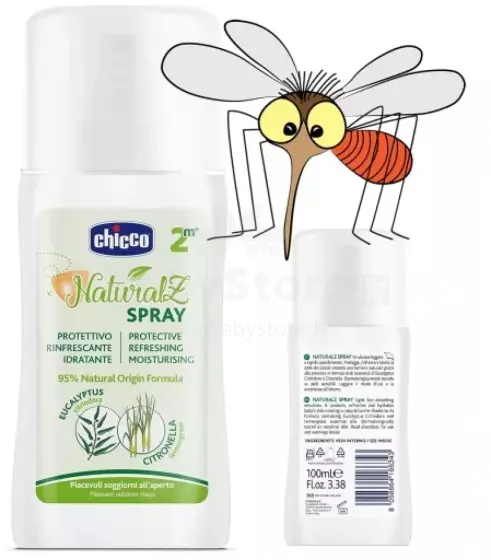 Chicco NaturalZ Protection Spray Art.167784 Apsauginis purškalas nuo uodų, 100 ml, nuo 2+ mėnesių.